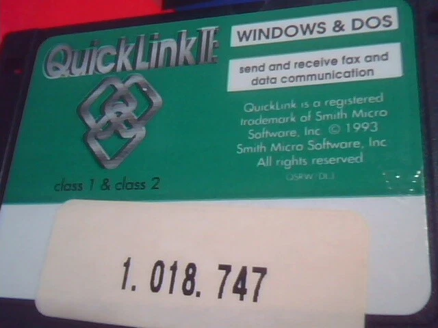 User's Manual + floppy disk QuickLink II Fax Windows and DOS Class 1 and 2 1993 - image 2