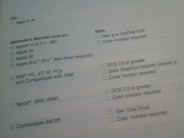 Manual + floppy disk - The Learning Company Gertrude's Secrets game Apple II 2 - image 8