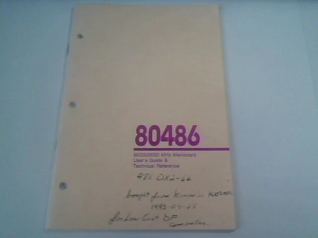 User's Manual Guide 80486 50/33/25/20 MHz MainBoard Technical Reference Ver 1.1