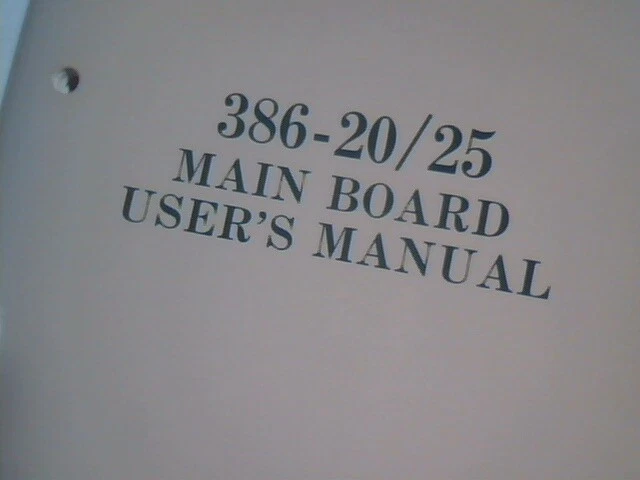 User's Manual Guide - 386-20/25 Mainboard 1989 rev 1.1a 80386 - image 2