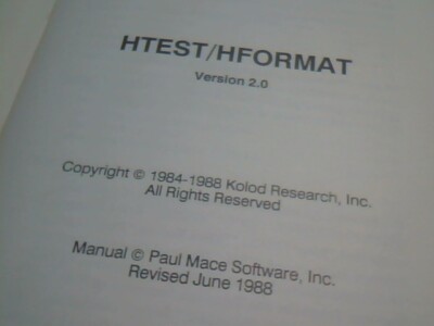 User's Manual + Floppy - hTest hFormat HDD Diagnostics Kolod Research Paul Mace — image 5