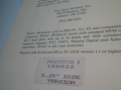 User's Manual + Floppy - hTest hFormat HDD Diagnostics Kolod Research Paul Mace — image 7