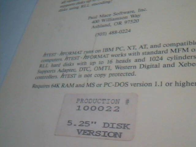 User's Manual + Floppy - hTest hFormat HDD Diagnostics Kolod Research Paul Mace - image 7