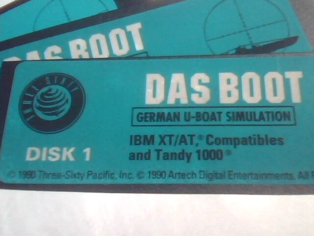Vintage DOS 5.25 floppy Das Boot U-Boat Simulation Game IBM Tandy Three-Sixty - image 5