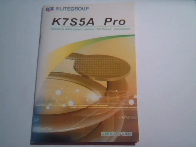 User's Manual Guide - K7S5A Pro Mainboard SiS735 socket-A AMD K7