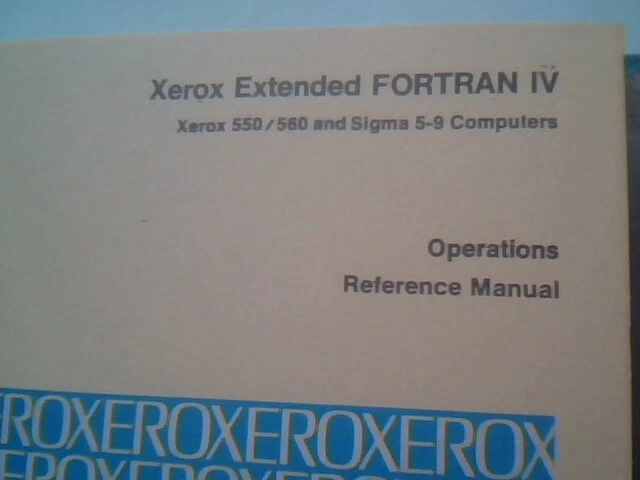 Original binder - Xerox Extended FORTAN IV Operations Debug Sigma 9 computer - image 4