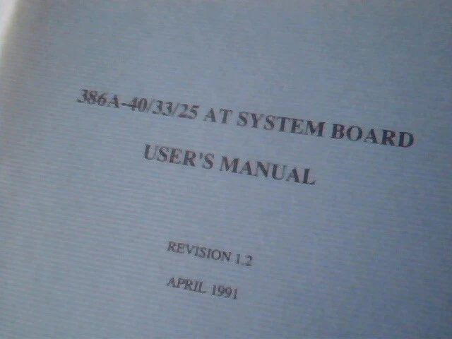 User's Manual Guide - 386A-40/33/25 AT System Board Rev 1.2 1991 - image 2