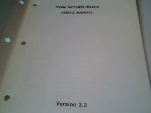 User's Manual Guide - 80386 Motherboard Version 3.3 - image 3