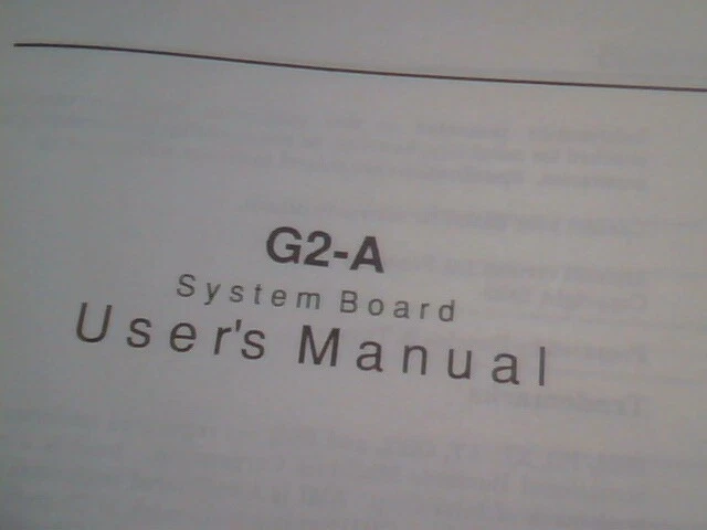 User's Manual Guide - G2-A System Board Version 1.0 1990 - image 2