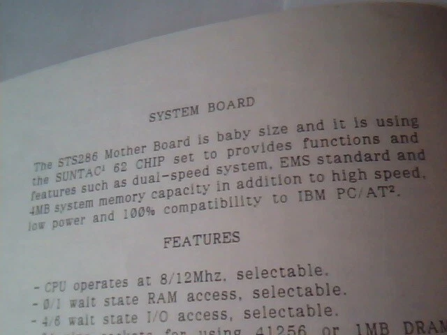 User's Manual Guide - Suntac Mini AT Board STS286 286 motherboard - image 3