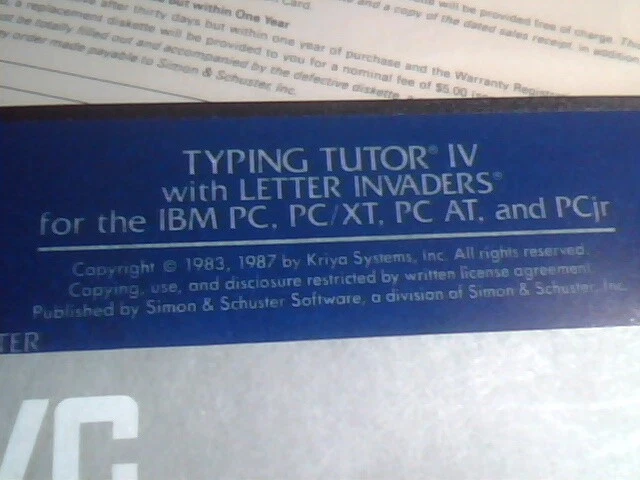 Typing Tutor IV 4 by Kriya Systems PC PC/XT AT PCjr - Letter Invaders floppy - image 6