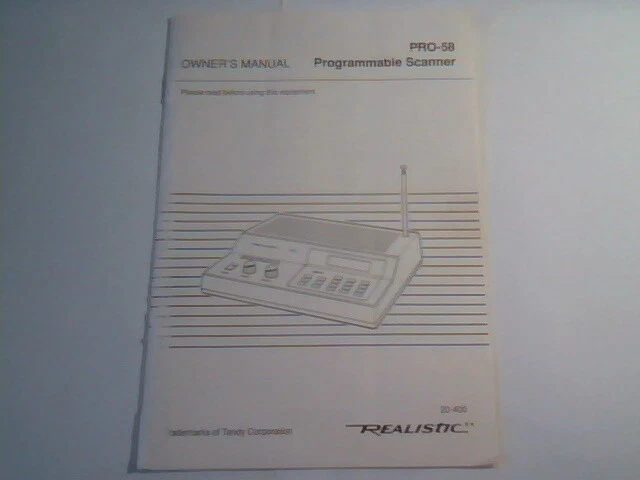 Owner's Manual - Realistic PRO-58 Programmable Scanner Tandy Bilingual
