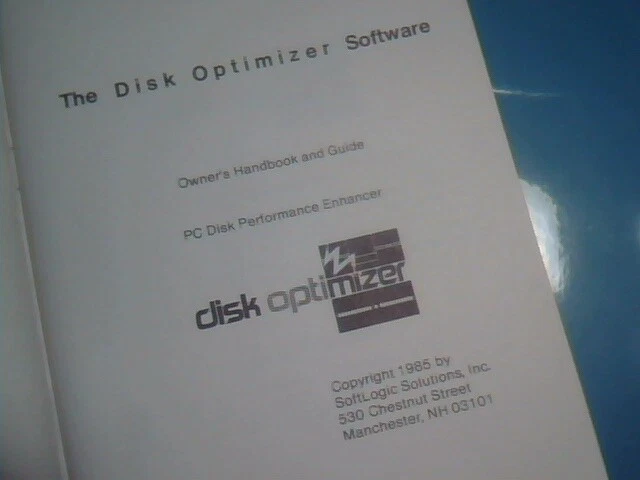 User's Manual Guide + Floppy Disk - Disk Optimizer SoftLogic Solutions1985 - image 6