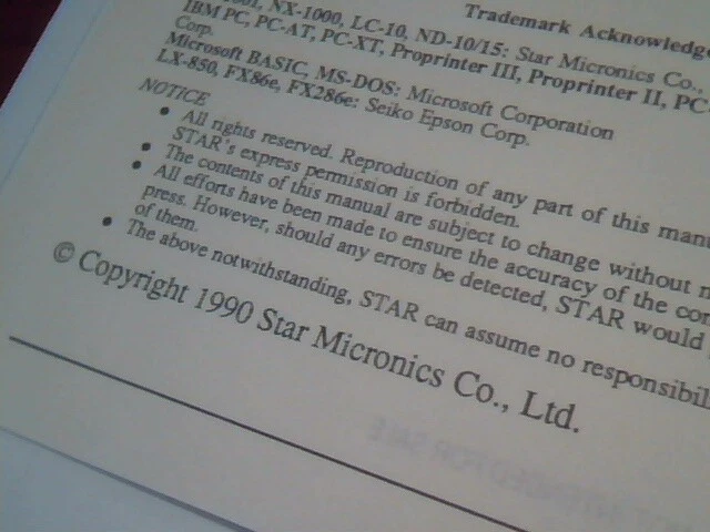 User's Manual Guide - NX-1001 Multi-font Dot Matrix Printer Star Micronics - image 3