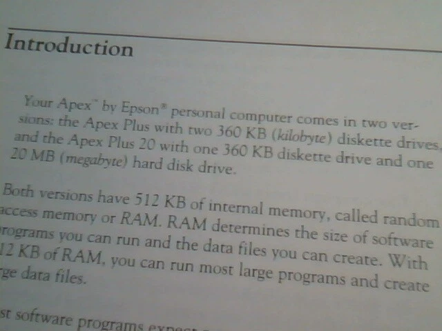 1988 User's Manual Guide - Epson APEX Plus and APEX Plus 20 personal computer - image 5