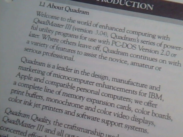 User's Manual Guide - QuadMaster III Quadram 1985 12-9556-01 rev 4 - image 6