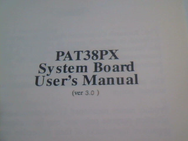 User's Manual Guide - PAT38PX System Board by TMC Research Ver 3.0 - image 3