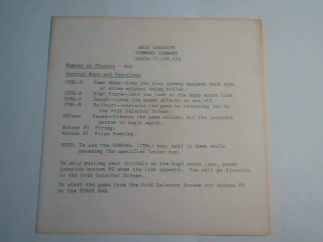 Axis Assassin game by John Field Electronic Arts - floppy disk Apple ii ii+ iie - image 5