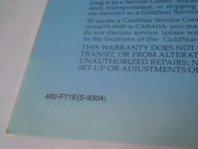 User's Guide Manual - Goldstar Color Monitor 1465 - image 5
