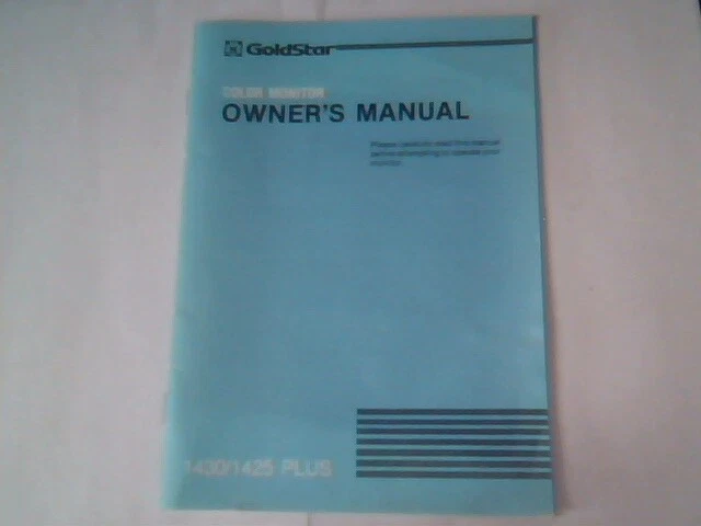 User's Guide Manual - Goldstar Color Monitor 1430/1425 Plus