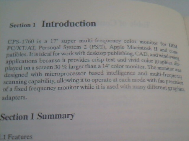 User's Guide Manual CTX CPS-1760 1760F 1760DF 17" color monitor multi-frequency - image 5