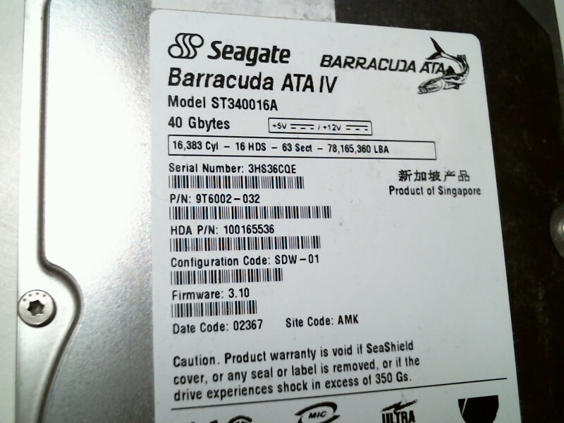 IDE Hard Disk Drive Seagate Barracuda ATA IV ST340016A 9T6002-032 100165536 - image 2