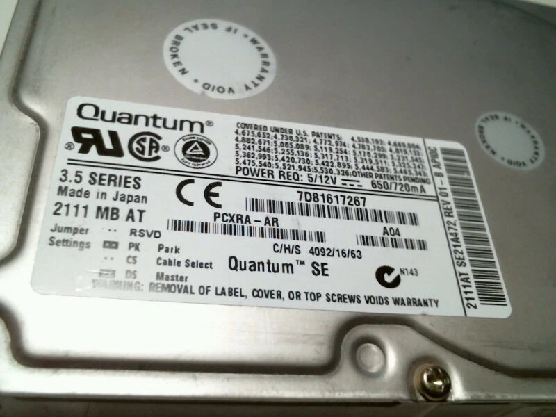 IDE Hard Disk Drive Quantum SE21A472 SE21A011 01-B 2.1AT 2111AT APIOC - image 2