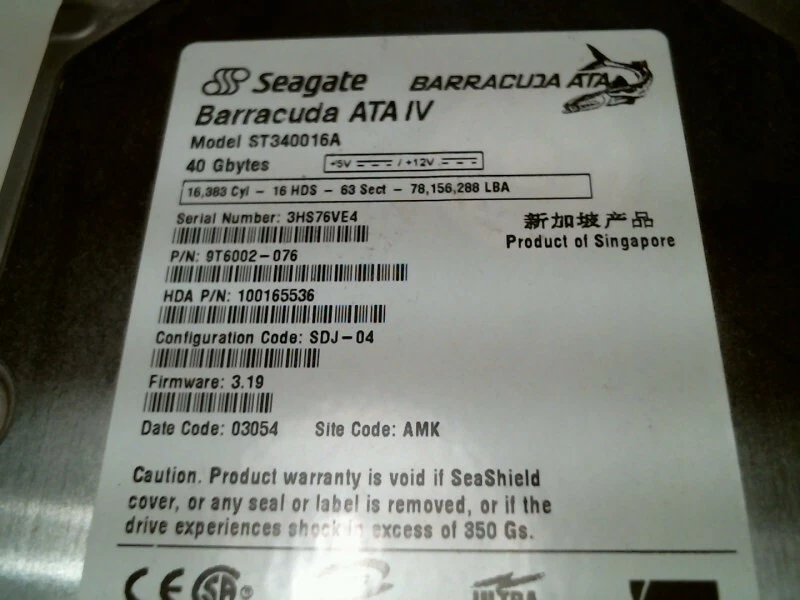 IDE Hard Disk Drive Seagate Barracuda ATA IV ST340016A 9T6002-076 100165536 - image 2