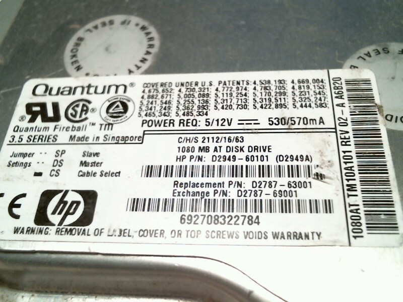 IDE Hard Disk Drive Quantum Fireball TM10A101 TM12A012 02-D 02-A - for parts - image 2