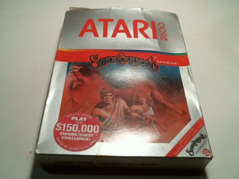 Original box + video game cartridge ATARI Sword Quest 2600 EarthWorld 1982
