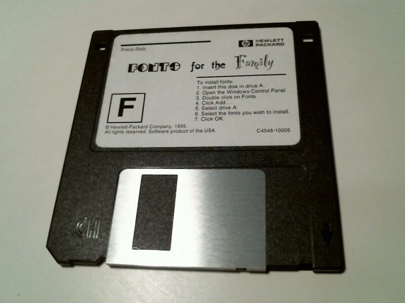 Fonts Disk Hewlett Packard Fonts for the Family HP - 3.5" floppy disk