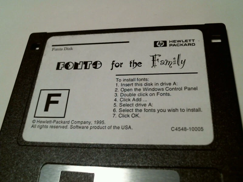 Fonts Disk Hewlett Packard Fonts for the Family HP - 3.5" floppy disk - image 2