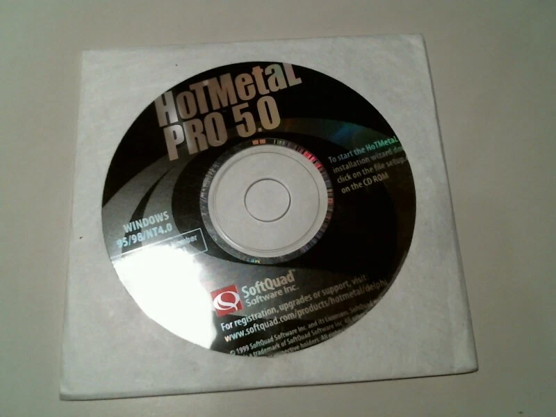 HotMetal Pro 5.0 by SoftQuad software for Windows 95 98 NT4.0 1999 - CD