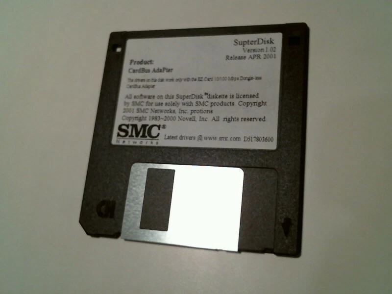 SMC CardBus AdaPter SupterDisk Ver 1.02 APR 2001 drivers - 3.5" floppy disk