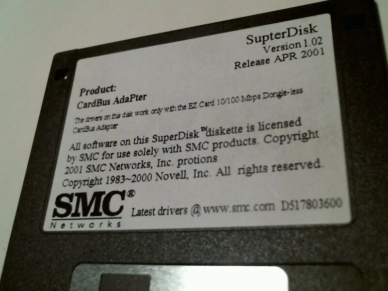 SMC CardBus AdaPter SupterDisk Ver 1.02 APR 2001 drivers - 3.5" floppy disk - image 2