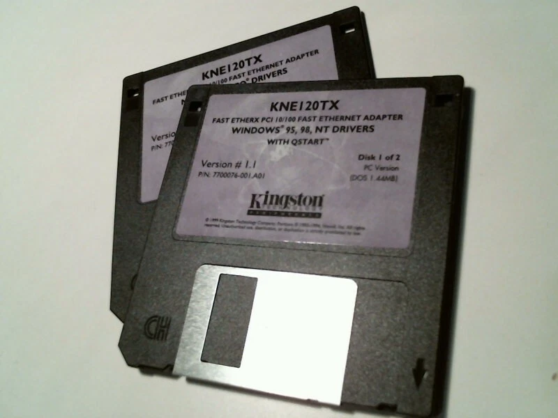 KNE120TX Kingston Tech Etherx PCI Win 95 98 drivers Qstart - 3.5" floppy disks