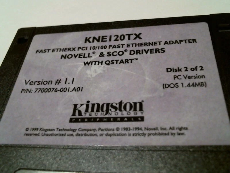 KNE120TX Kingston Tech Etherx PCI Win 95 98 drivers Qstart - 3.5" floppy disks - image 3