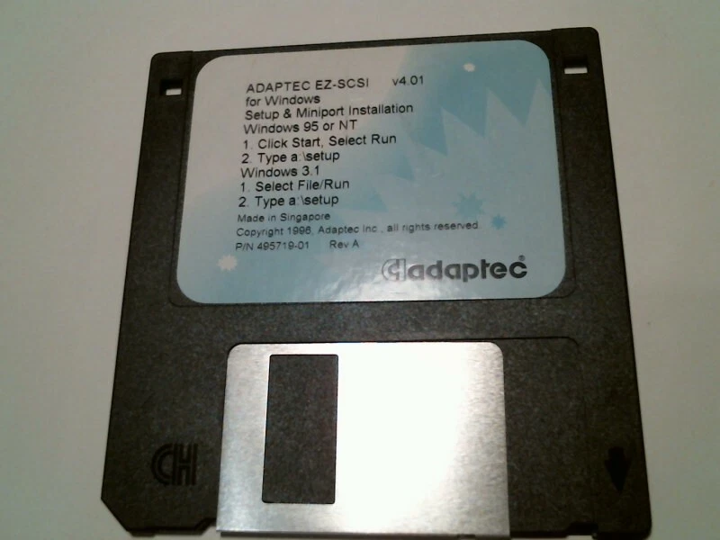 Adaptec EZ-SCSI v4.01 Windows 95 NT setup miniport install - 3.5" floppy disk