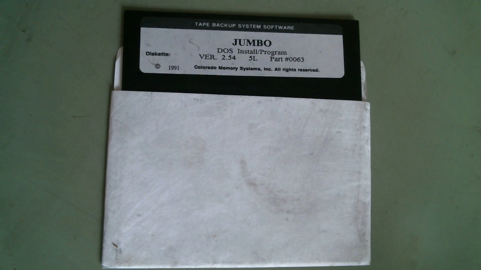 Jumbo Tape Backup DOS Install Program Ver 2.54 5L Colorado - 5.25 floppy disk
