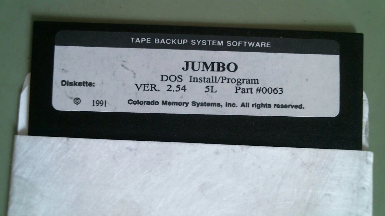 Jumbo Tape Backup DOS Install Program Ver 2.54 5L Colorado - 5.25 floppy disk - image 2