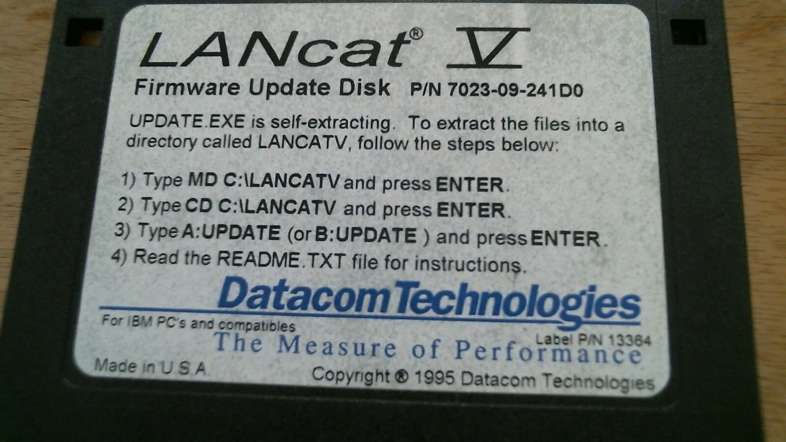 LANcat V Firmware Update Datacom 7023-09-241D0 - 3.5" floppy disk - image 2