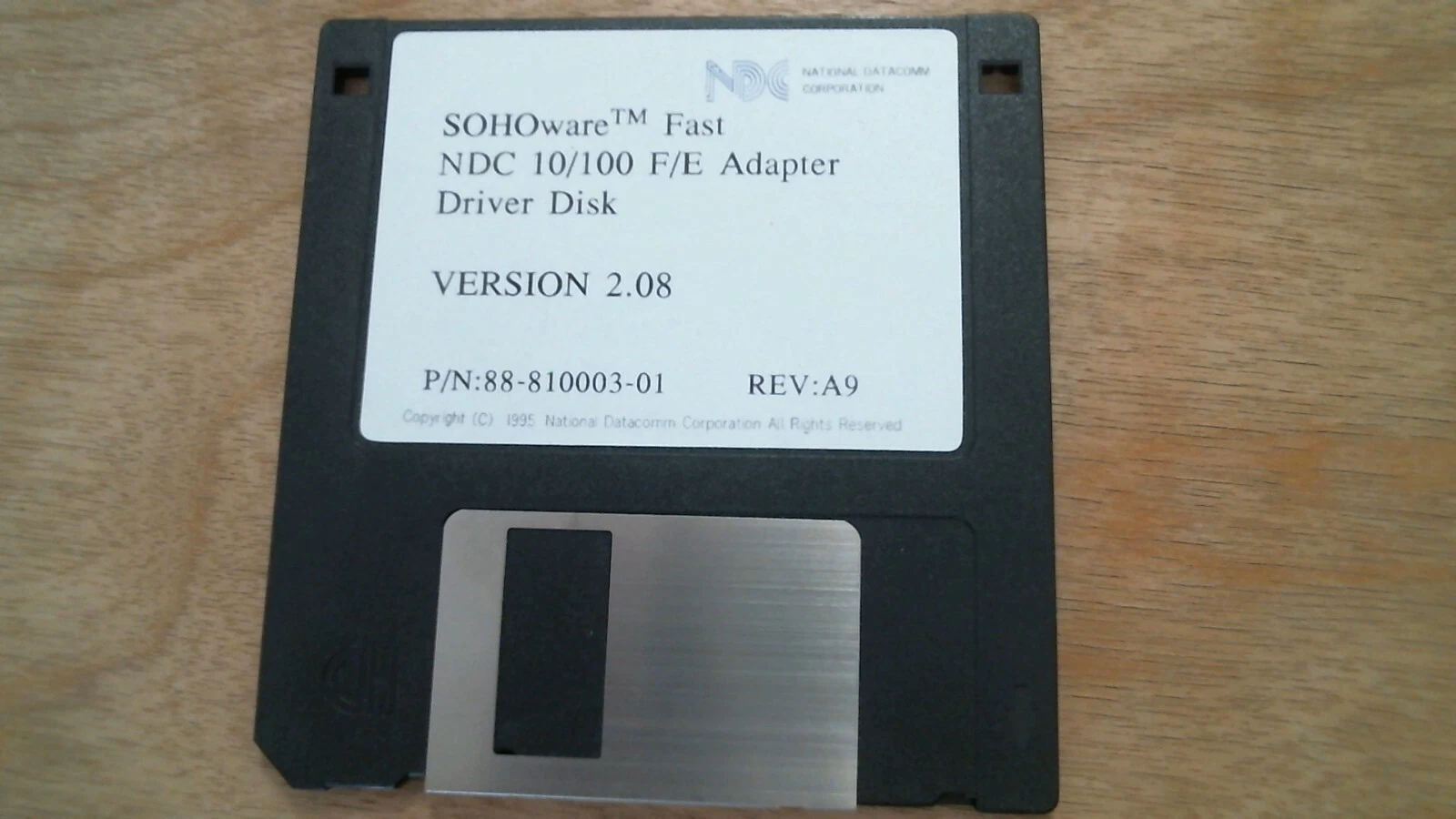 SOHOware Fast NDC 10/100 F/E Adapter Driver Ver 2.08 - 3.5" floppy disk