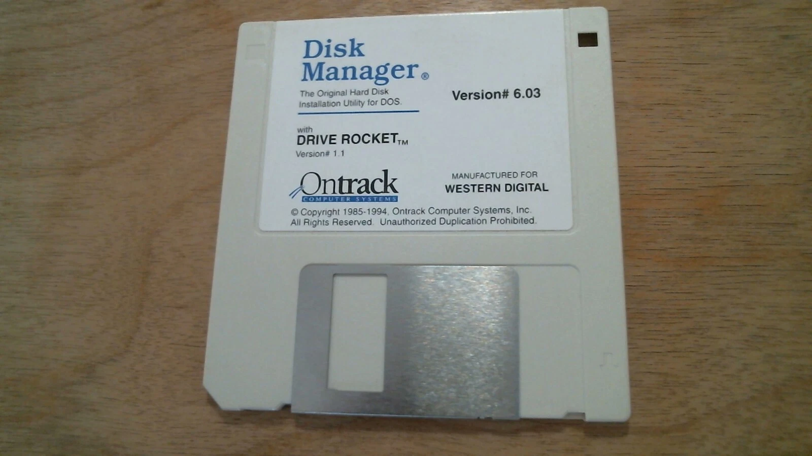 Disk Manager Hard Drive Rocket Ver 6.03 OnTrack installation - 3.5" floppy disk