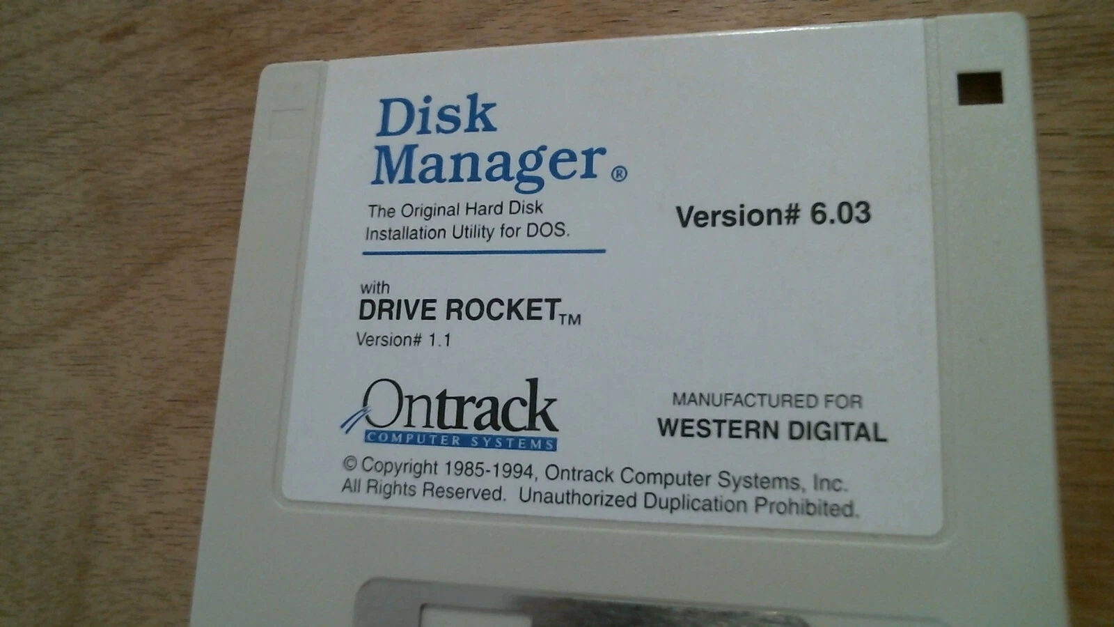 Disk Manager Hard Drive Rocket Ver 6.03 OnTrack installation - 3.5" floppy disk - image 2