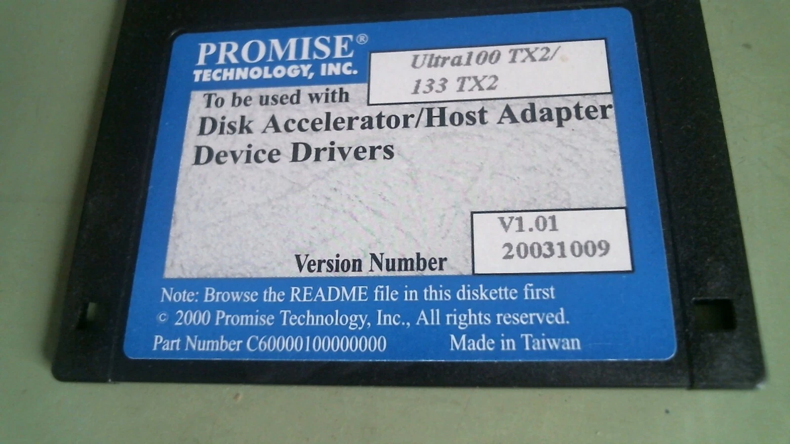 Promise Technology Ultra100 TX2/133 TX2 V1.01 20031009 - 3.5 floppy disk - image 2