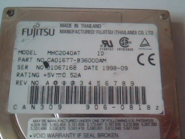 2.5 Hard Drive IDE Fujitsu MHC2040AT CA01677-B36000AM 1998-09 906-0818 - image 2