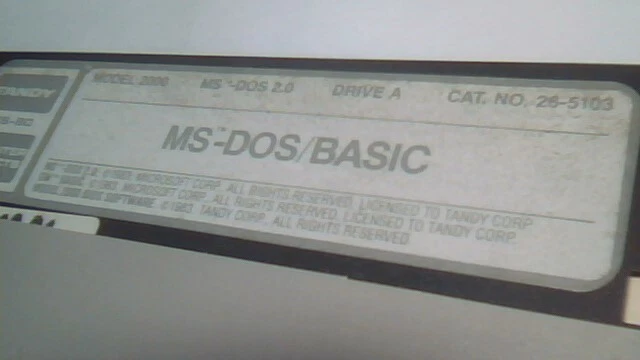 Tandy TRS-80 MS-DOS Basic 2.0 Model 2000 26-5103 - 5.25 floppy disk - image 3