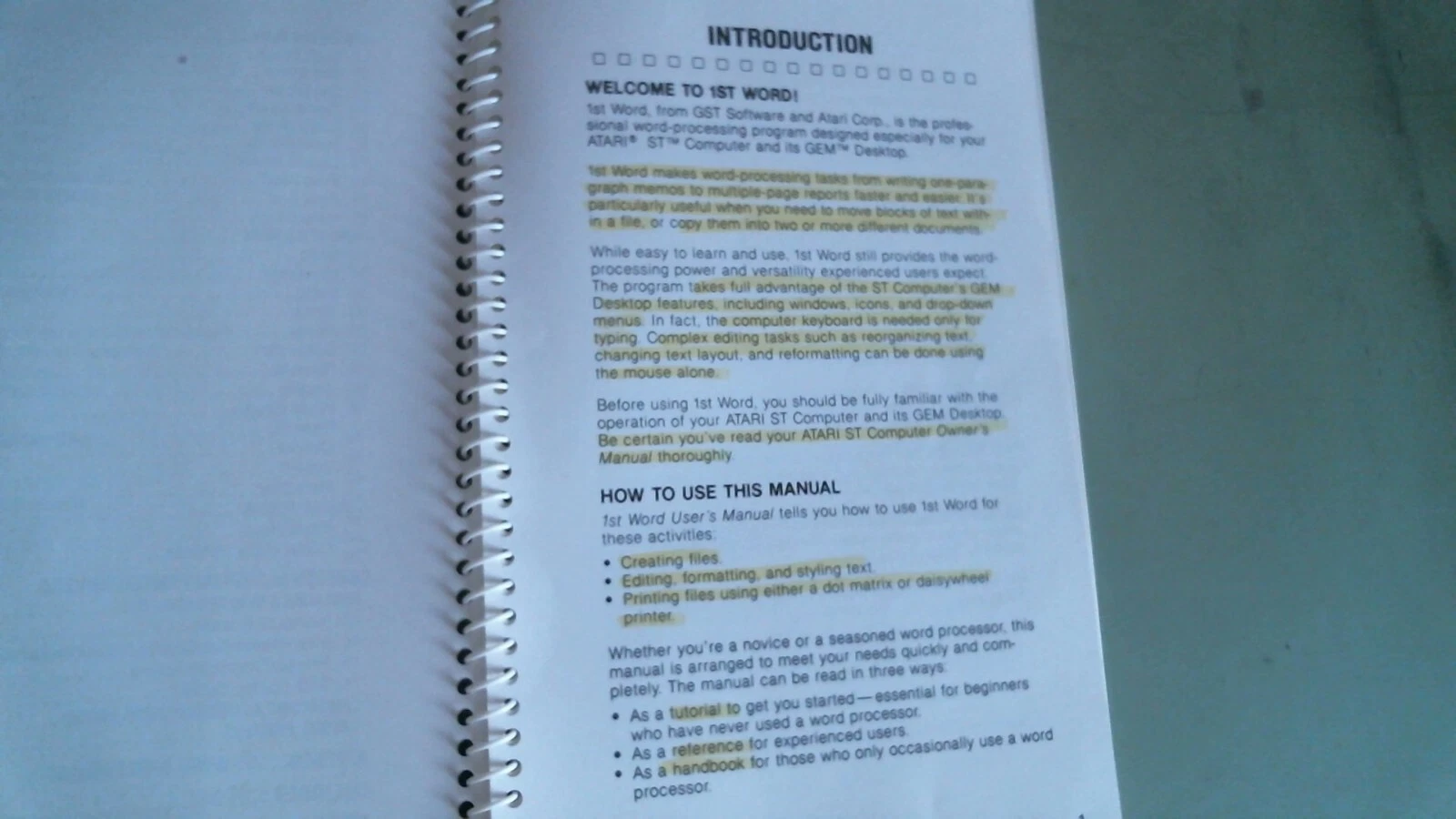User's Manual - ATARI 1st Word Processing Program for the ST Computer GST - image 5