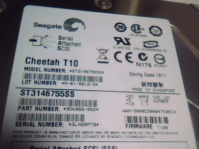 Hard Disk Drive SAS Seagate Cheetah T10 ST3146755SS 9DK066-052 T109 1311 MHAJ-4, - image 4