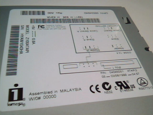 Iomega Z100ATAPI ZIP 100 drive IDE 40pin DELL 16911 14.A 04085D01 0003484D 16911 - image 5